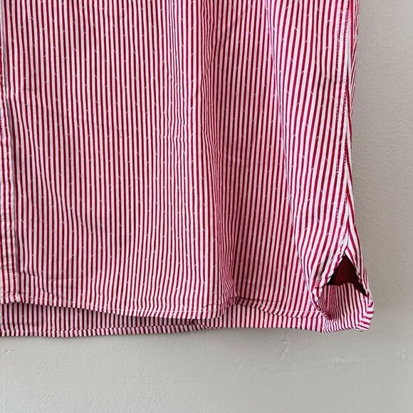 Ted Lapidus Red & White Stripe Street Couture Button Down Dress Shirt Mens 4XL - Picture 5 of 8